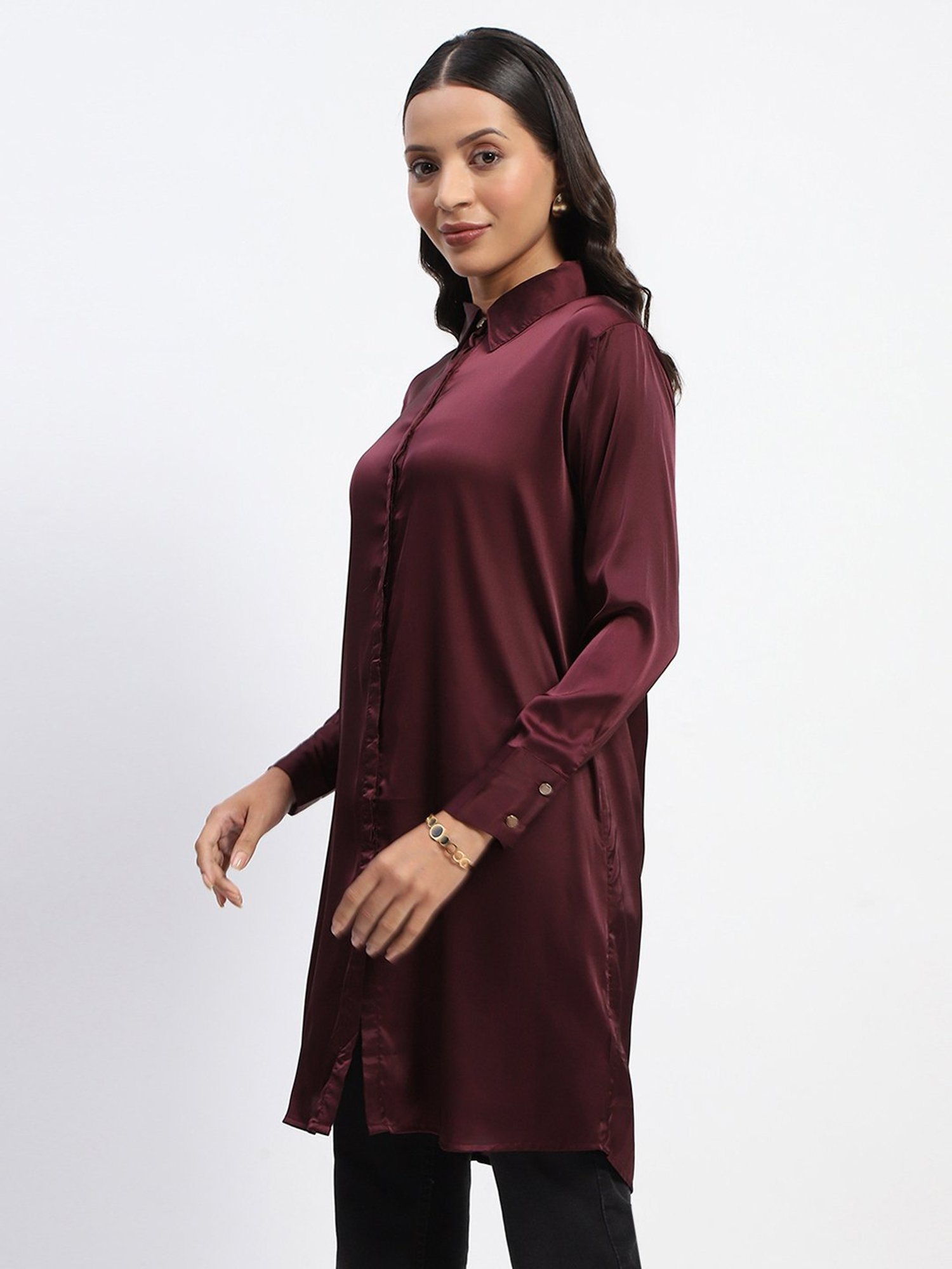 MADAME Wine Relaxed Fit Long Shirt