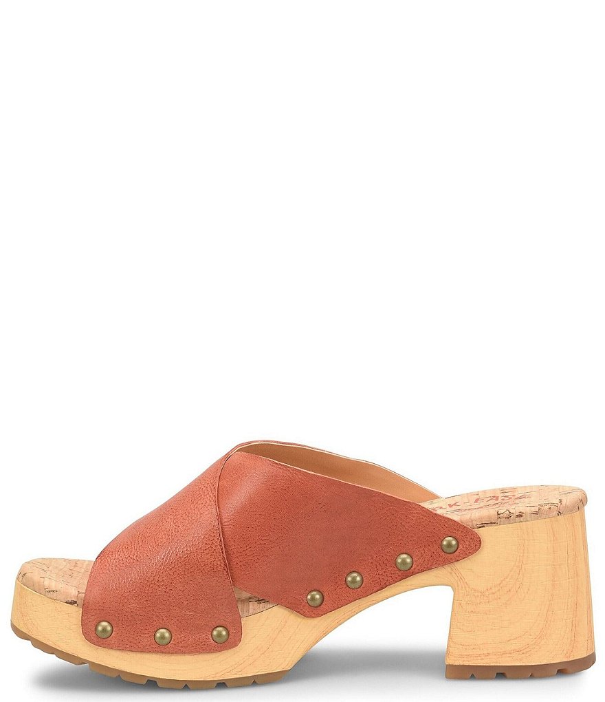 Kork-Ease Tatum Leather Wood Heel Platform Slide Sandals