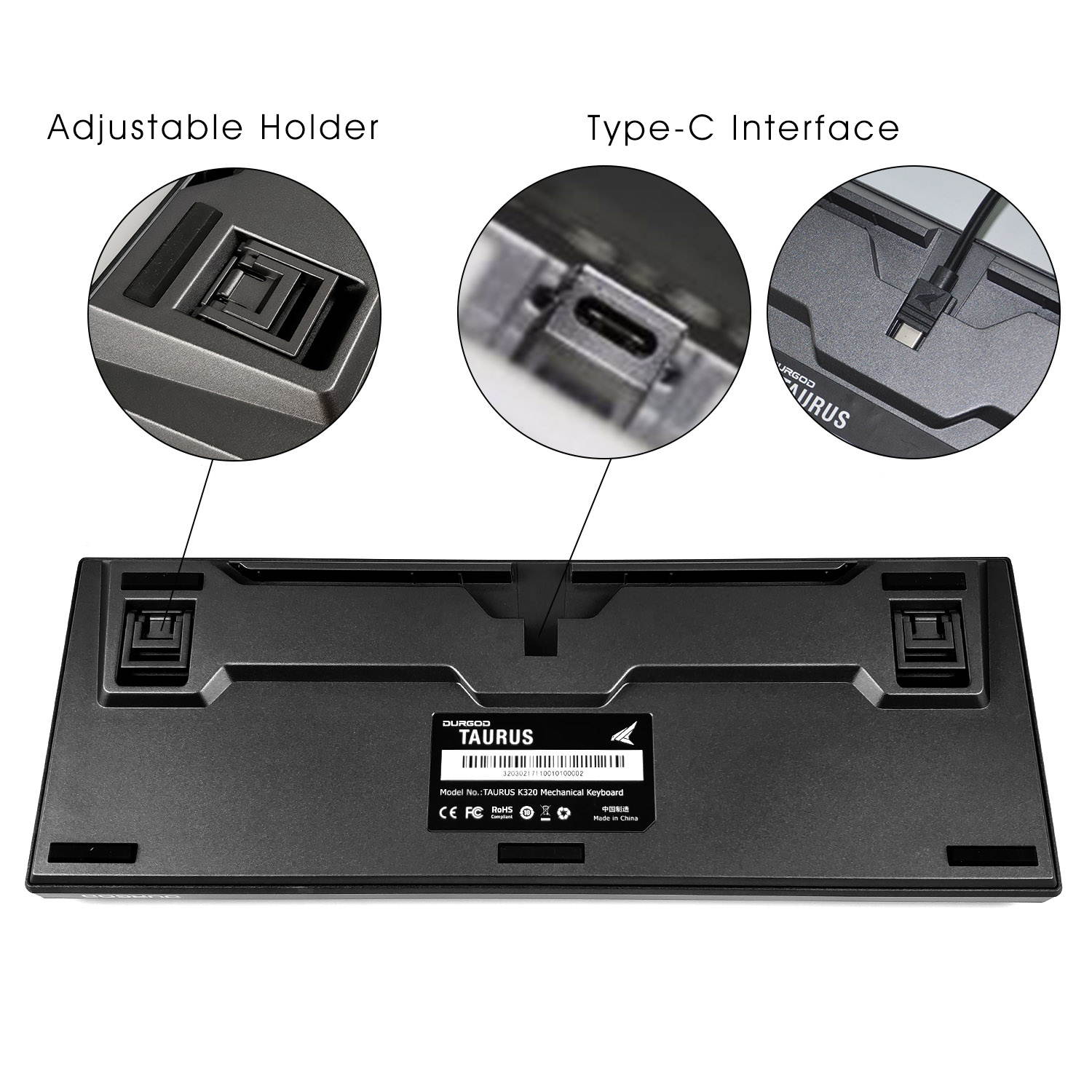 DURGOD Typewriter Mechanical Keyboard with Cherry MX Silent Red Switches &ndash; USB A/USB C to USB C Cable - 87 Keys (Free Dust Cover) for Typist/Office (Space Grey)