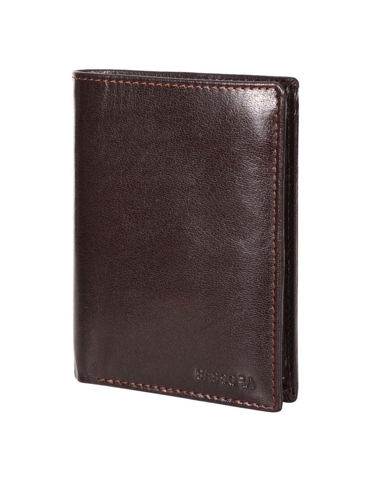 SASSORA Brown Casual Leather Rfid Bi-Fold Wallet for Men
