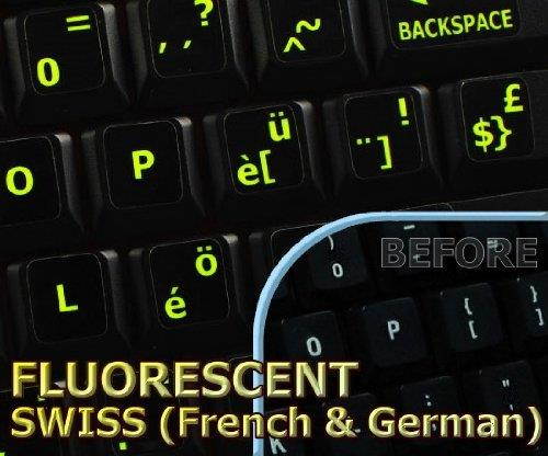 GLOWING FLUORESCENT SWISS KEYBOARD LABELS