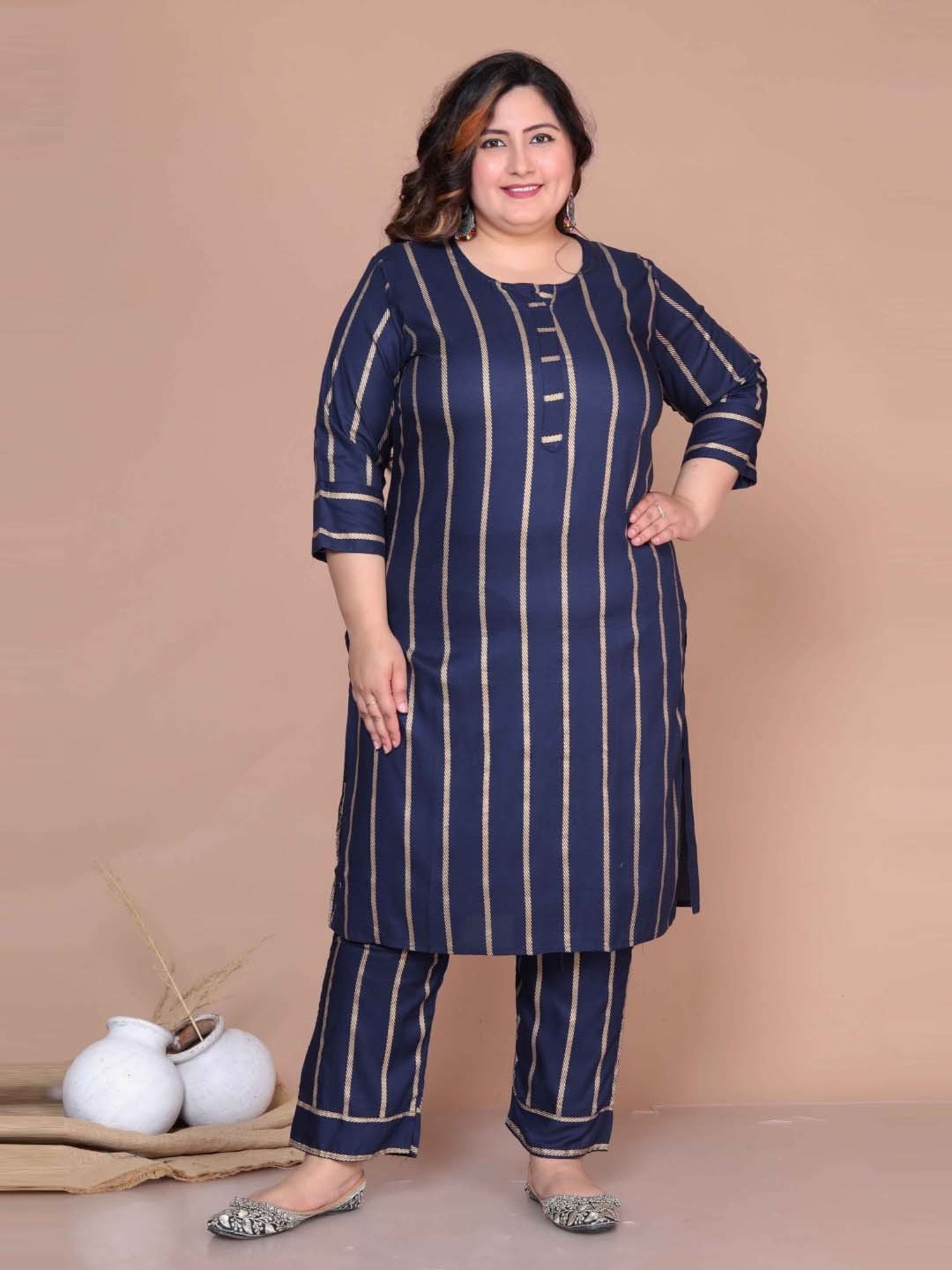 Miravan Blue Printed Kurta Pant Set