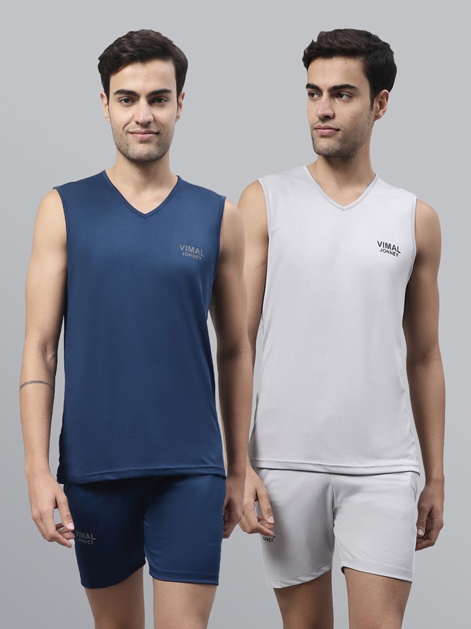 Vimal Jonney Blue & Grey Regular Fit Co-Ord Set Pack Of 2