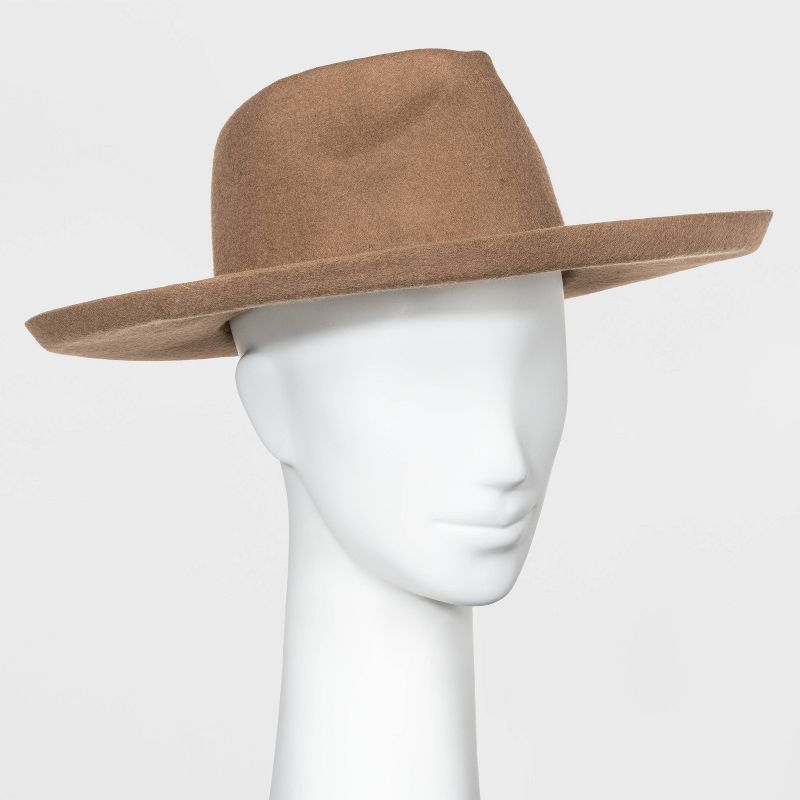 Women's Wide Brim Felt Fedora Hat - Universal Thread™ Tan One Size
