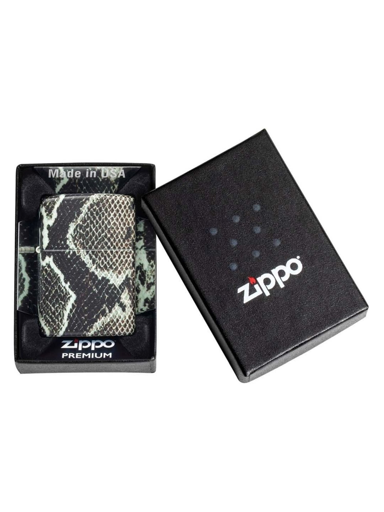 ZIPPO Snake Skin Design Black Brass Windproof Pocket Lighter