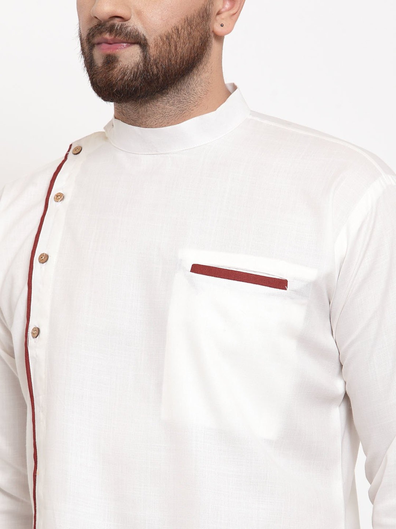 Manthan Fawn & White Regular Fit Kurta