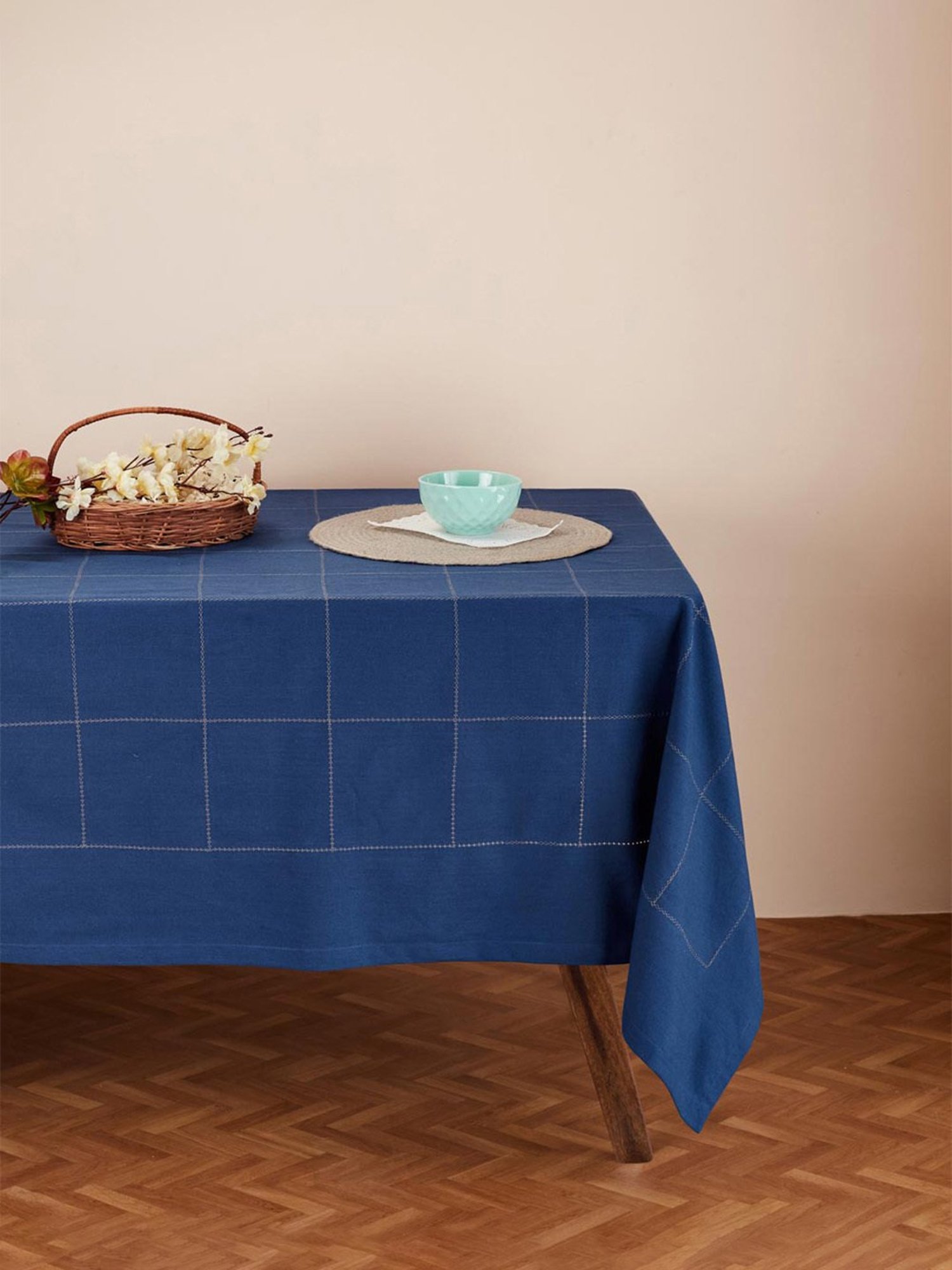 Fabindia Indigo Cotton 86 TC 200 GSM Baasu Table Cover - Set of 4