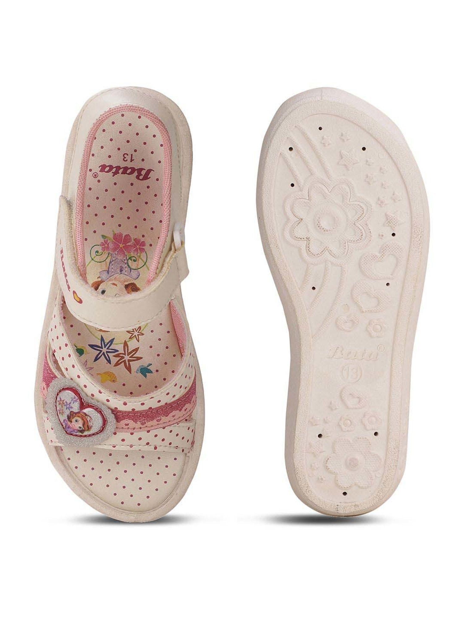 Bubblegummers by Bata Kids White & Red Ankle Strap Sandals