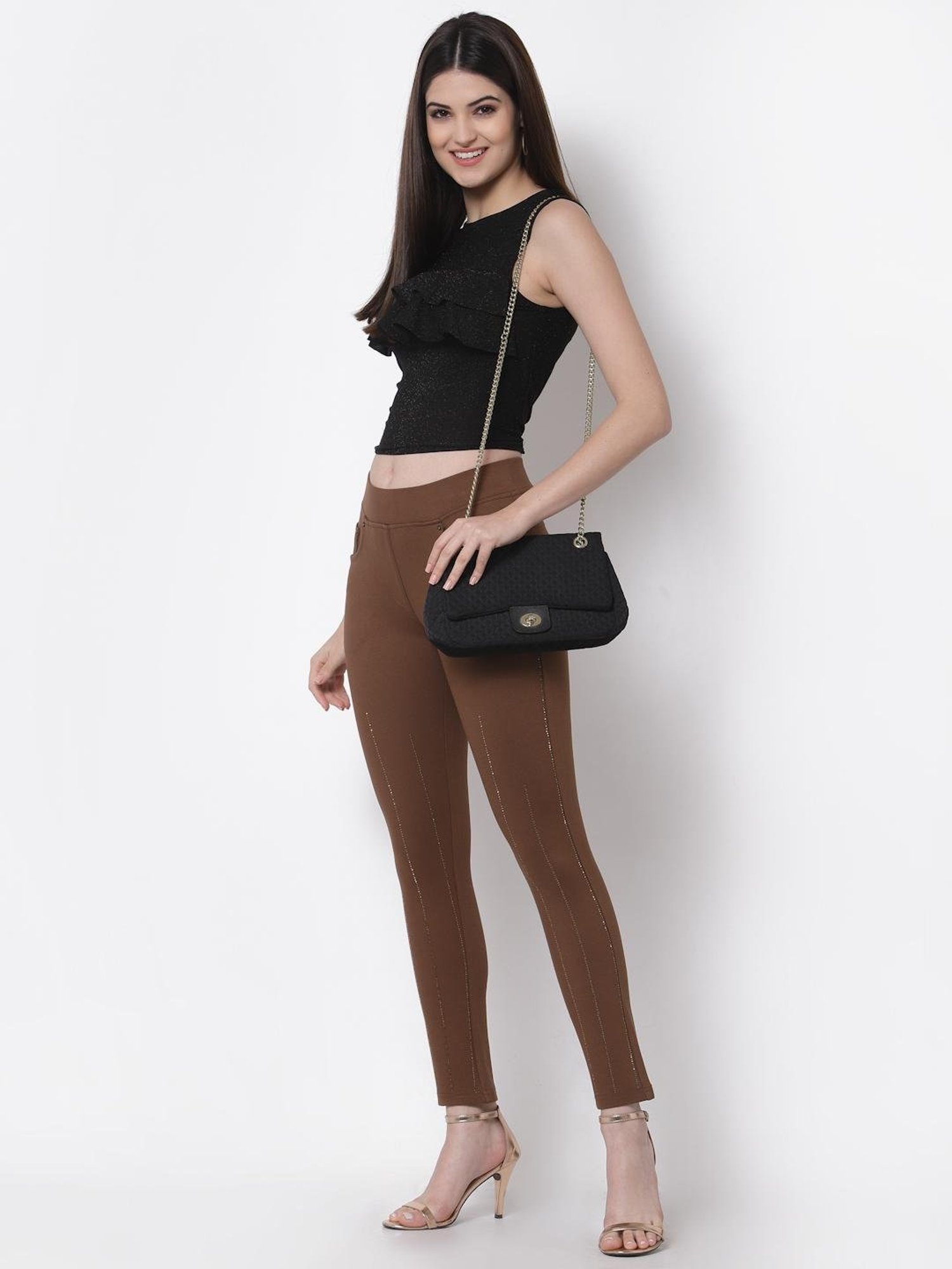 Westwood Brown Embellished Jeggings