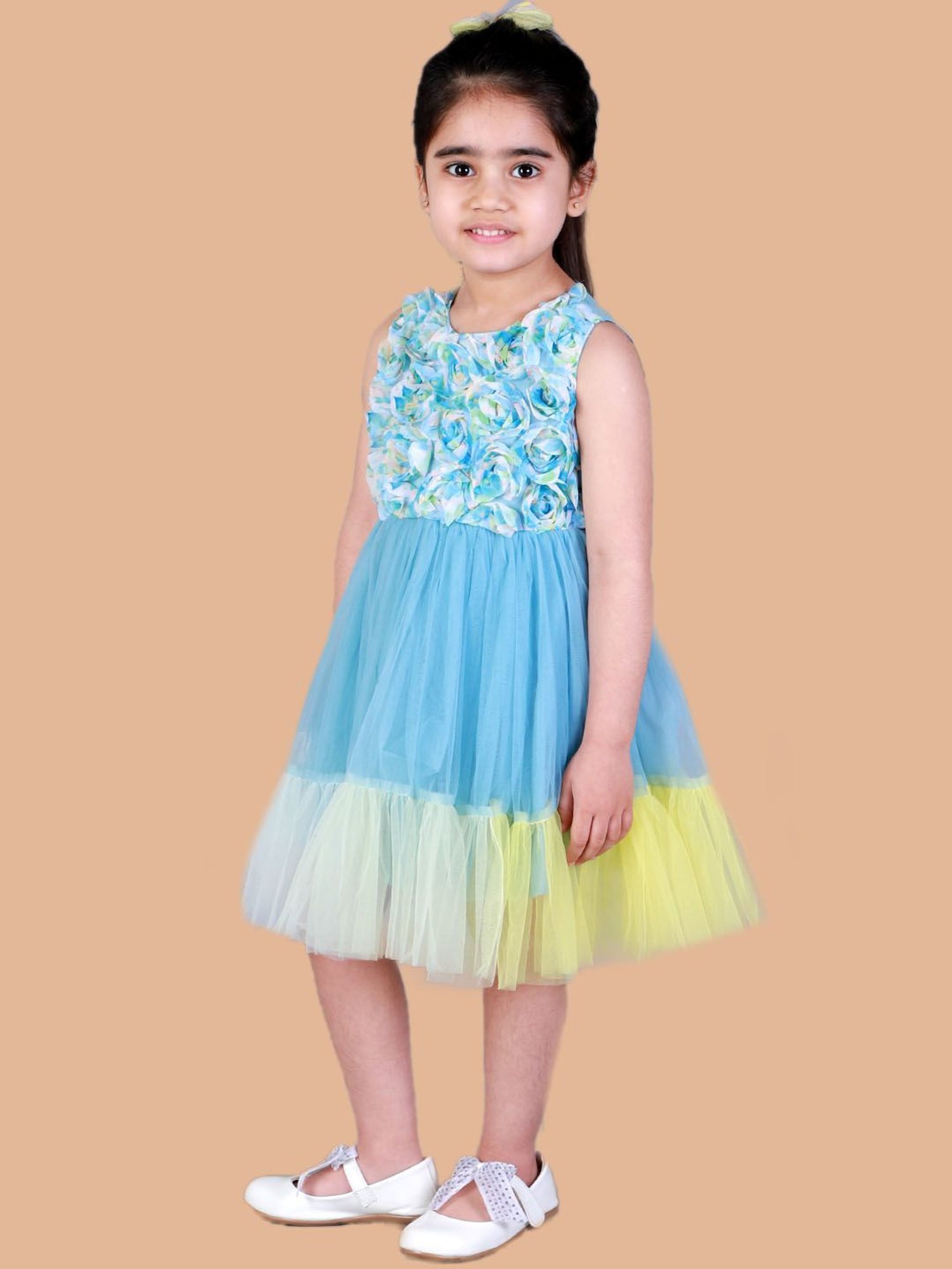 Lil Drama Kids Blue Applique Dress