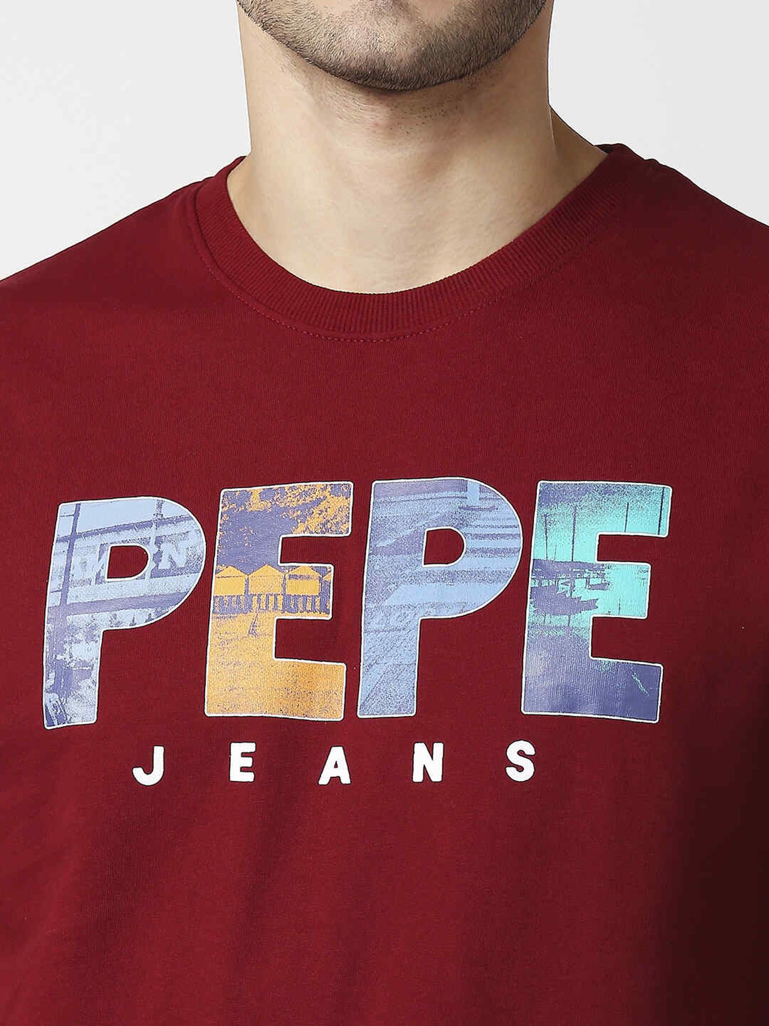 Pepe Jeans Red Cotton Regular Fit Printed Sweatshirts
