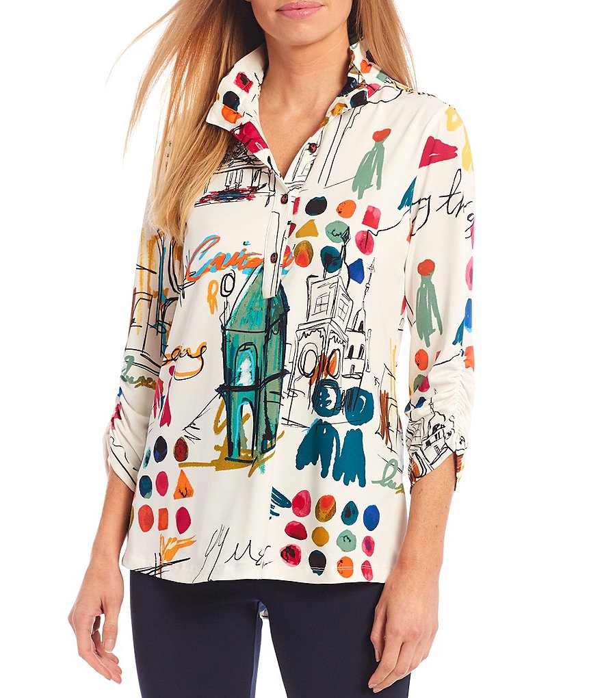 Calessa Floral Embroidered Round Neck Short Sleeve Tunic