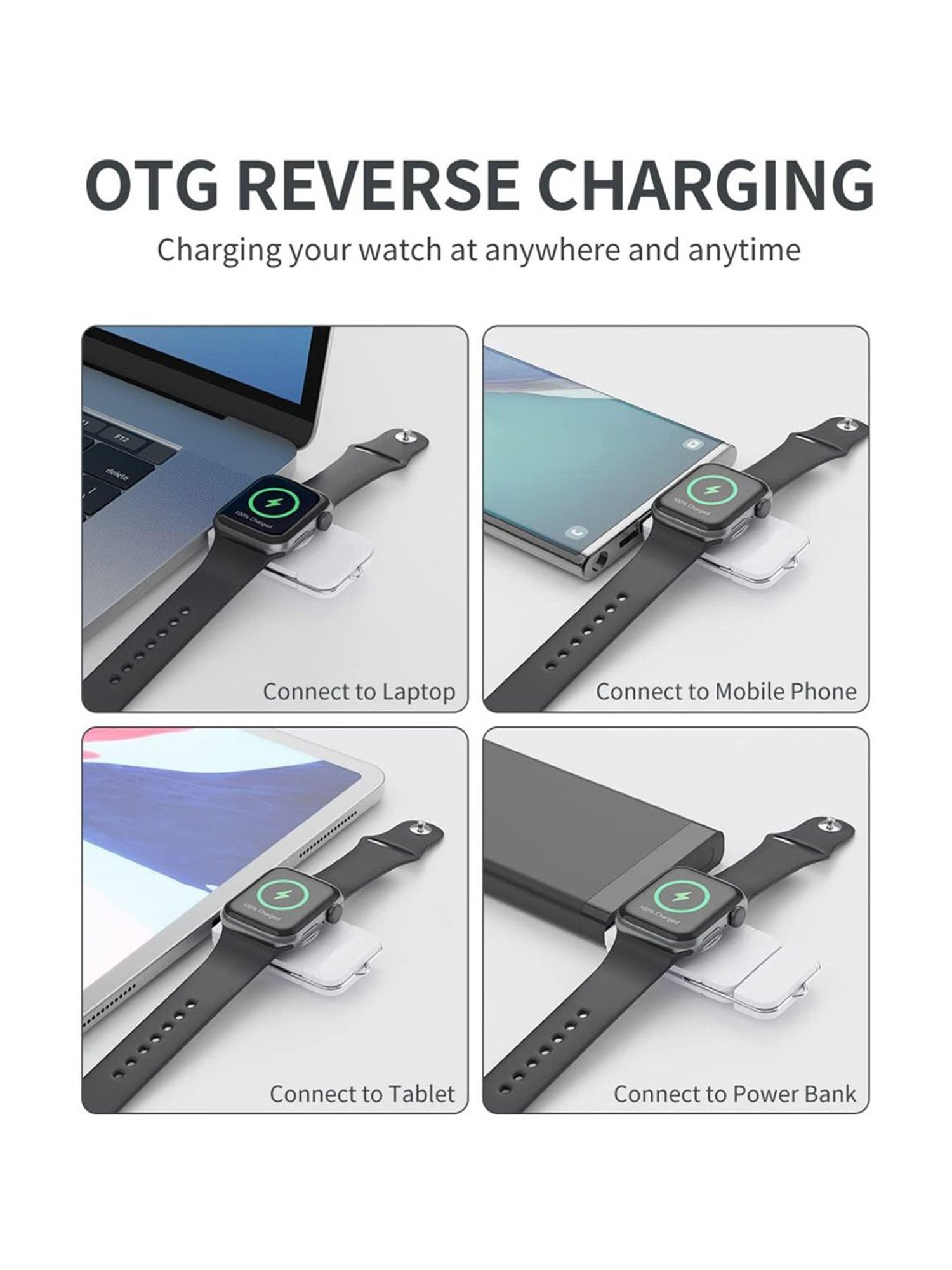 UNIGEN UNIPORT Magnetic Watch Portable Charger with USB-C & USB-A Port (White)