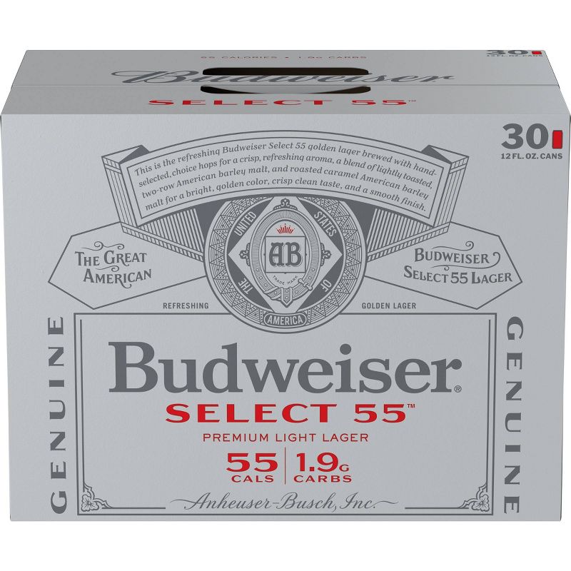 Budweiser Select 55 Light Lager Beer - 30pk/12 fl oz Cans
