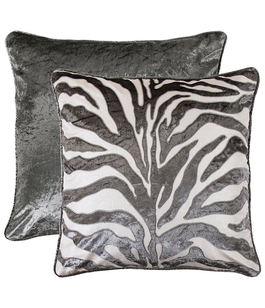 HiEnd Accents Celeste Silver Zebra Velvet Euro Sham
