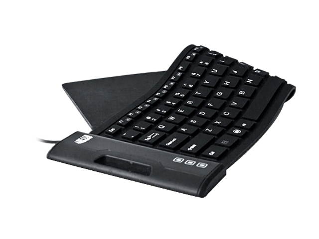 Adesso AKB-222UB USB Antimicrobial Foldable water proof 108-key compact size keyboard, 0.43" x 15.00" x 4.82" (Black)