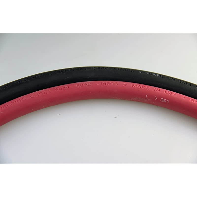 Ultra-Flexible Car Battery/Welding Cable - 2 Gauge, (10 Feet Red/10 Feet Black) - and 5 Copper Lugs