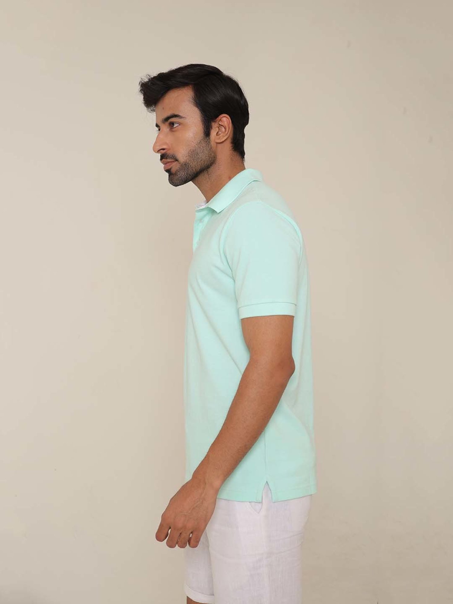 SUBTRACT Ice Green Regular Fit Cotton Polo T-Shirt