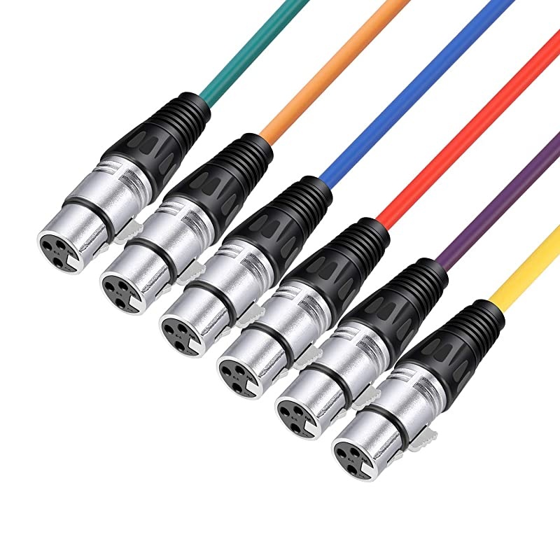 6Pack 1 Meter Audio Cable Cords XLR Male to XLR Female Microphone Color CablesGreen Blue Purple Red Yellow Orange