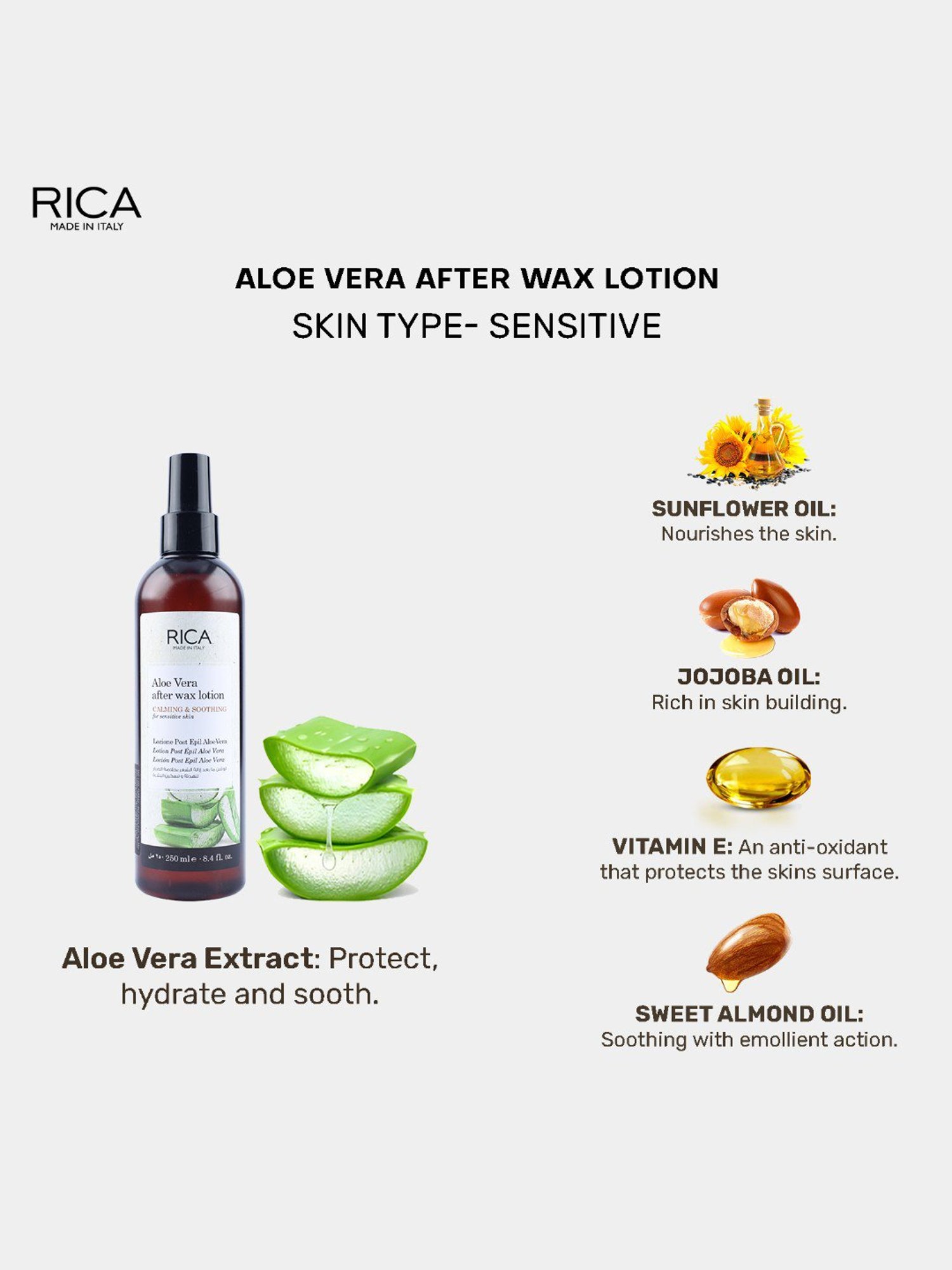 Rica Aloevera After Waxing Lotion - 250 ml