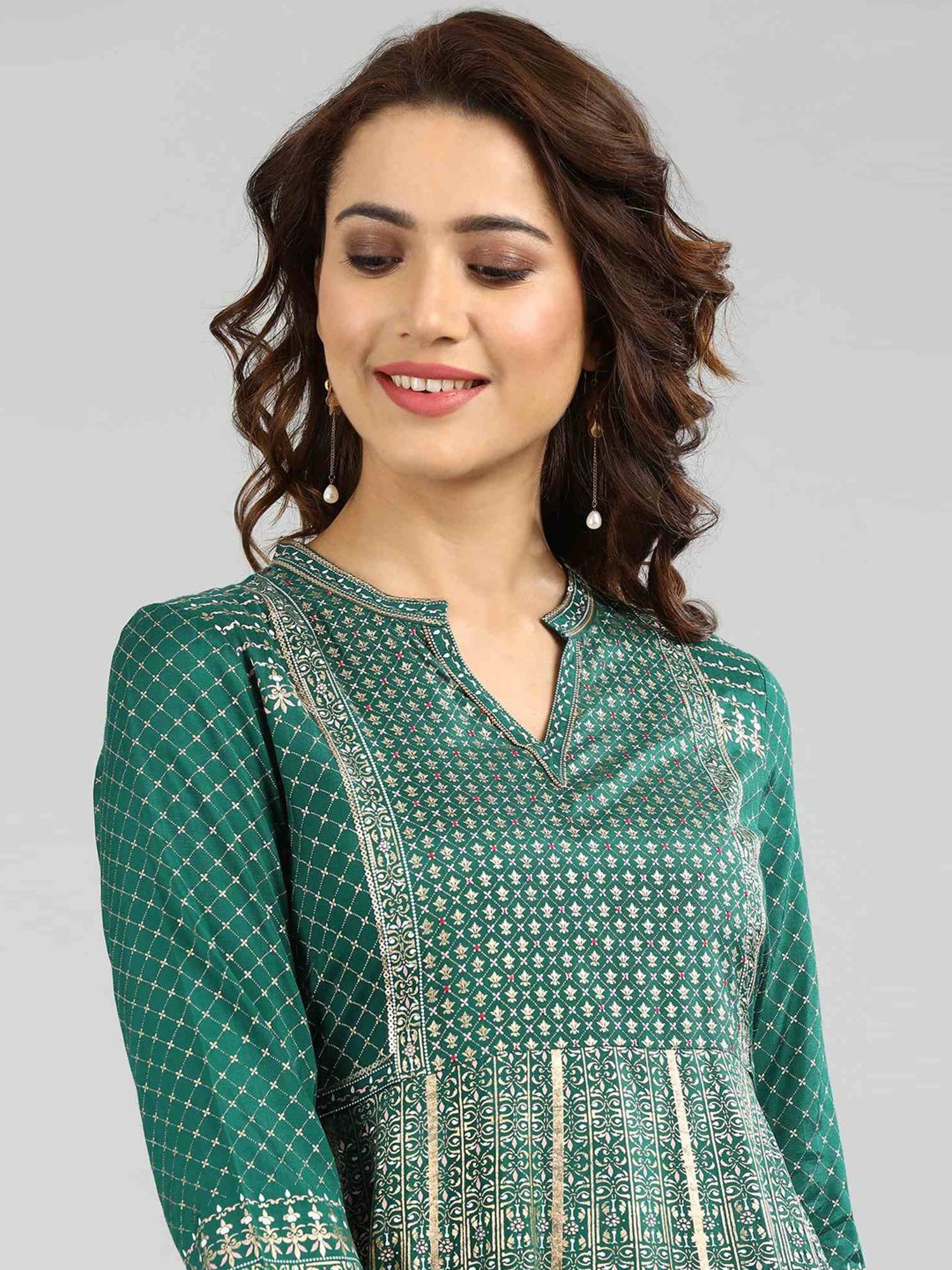 Saffron Threads Black Printed Straight Kurta