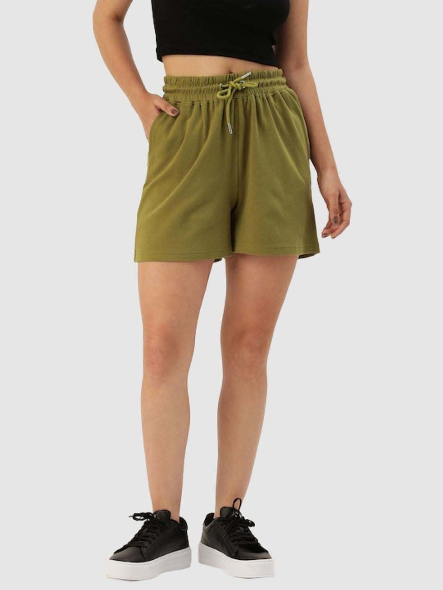 Bene Kleed Olive Green Cotton Shorts