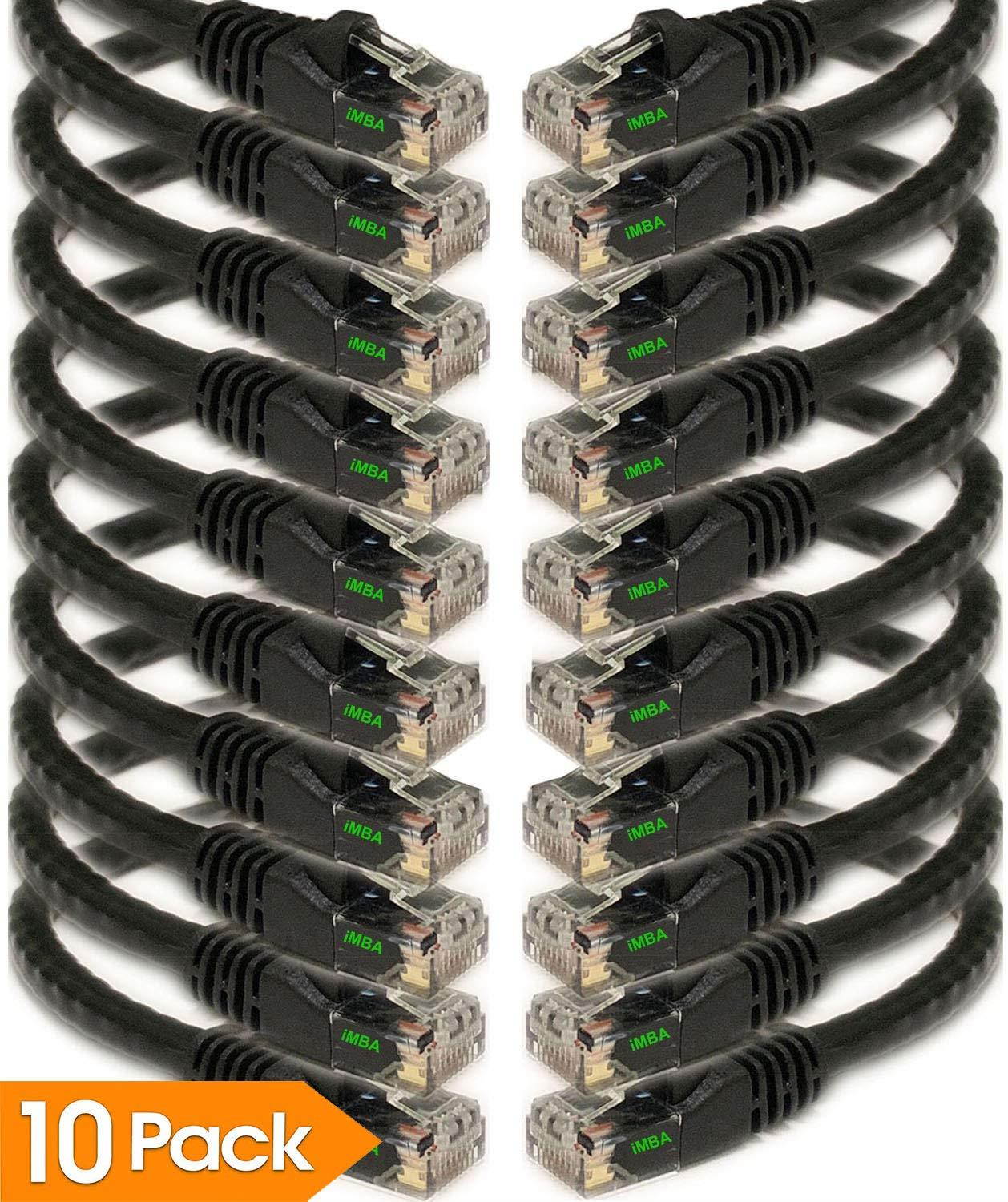 iMBAPrice 10' Cat5e Network Ethernet Patch Cable, 10 Pack, Black (IMBA-CAT5-10BK-10PK)