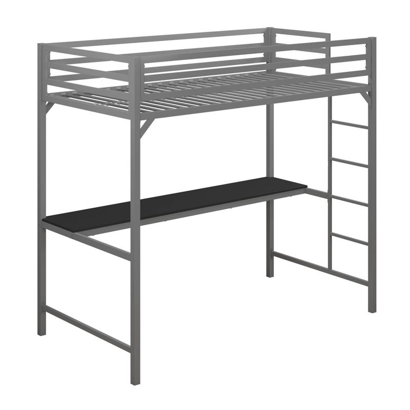 Twin Max Metal Loft Bed with Desk Silver - Room & Joy