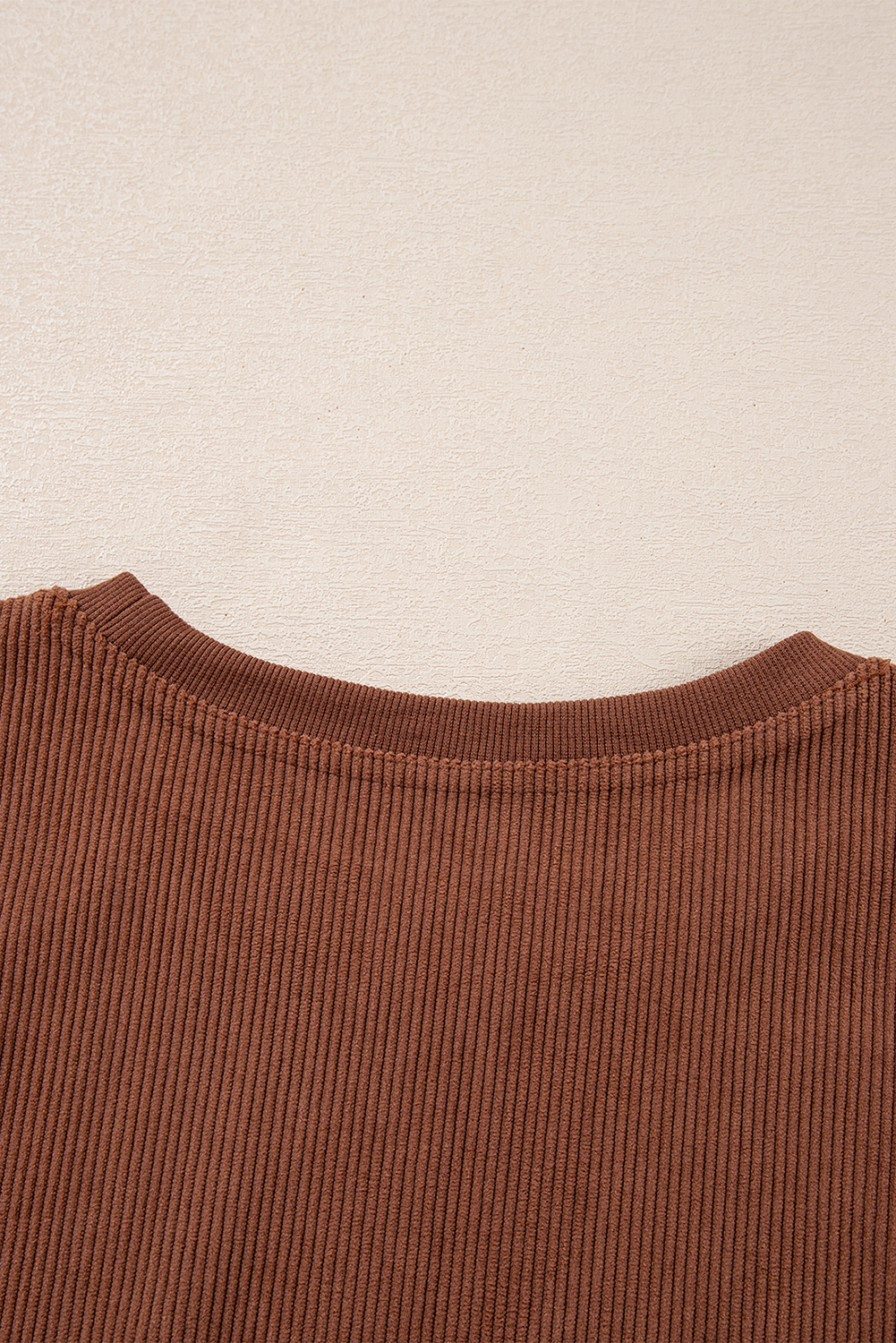 Khaki Plain Drop Shoulder Ribbed Trim Oversized Sweatshirt