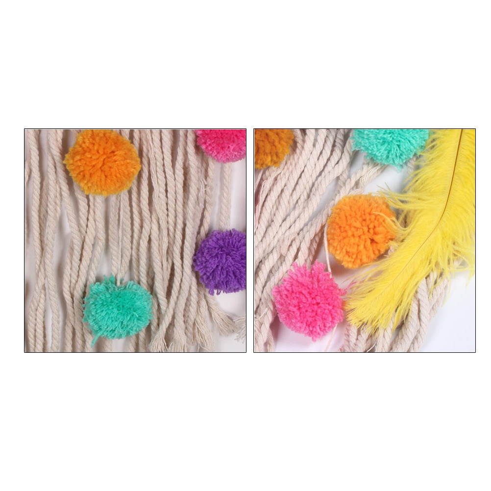 1pc Colorful Plush Ball Tassel Tapestry Wall Pendant Nordic Weaving DIY Handmade Bohemian White Living Room Wedding Decoration