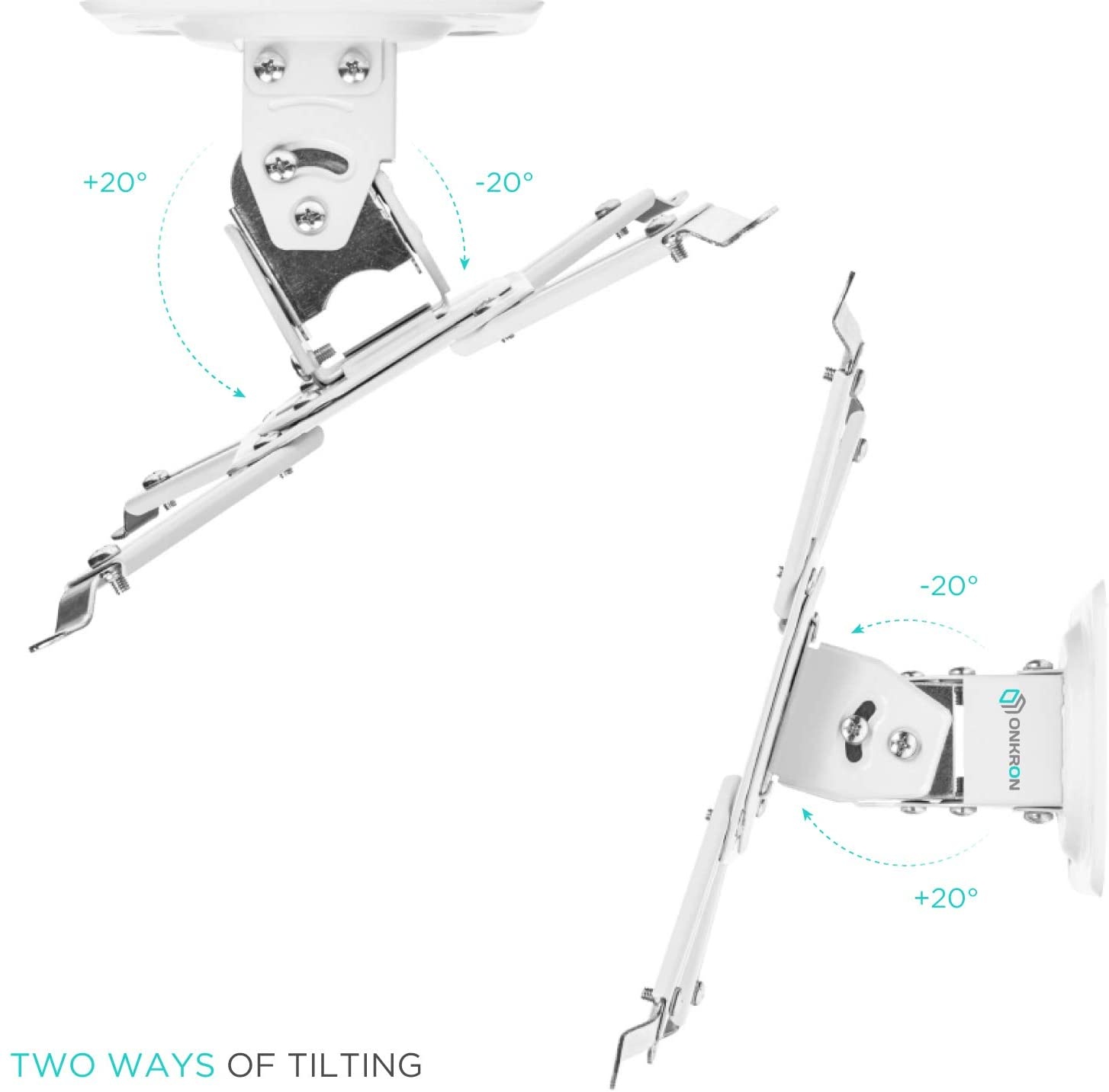 ONKRON Universal Ceiling Projector Mount Adjustable Mounting Bracket up to 22 LBS White K2A