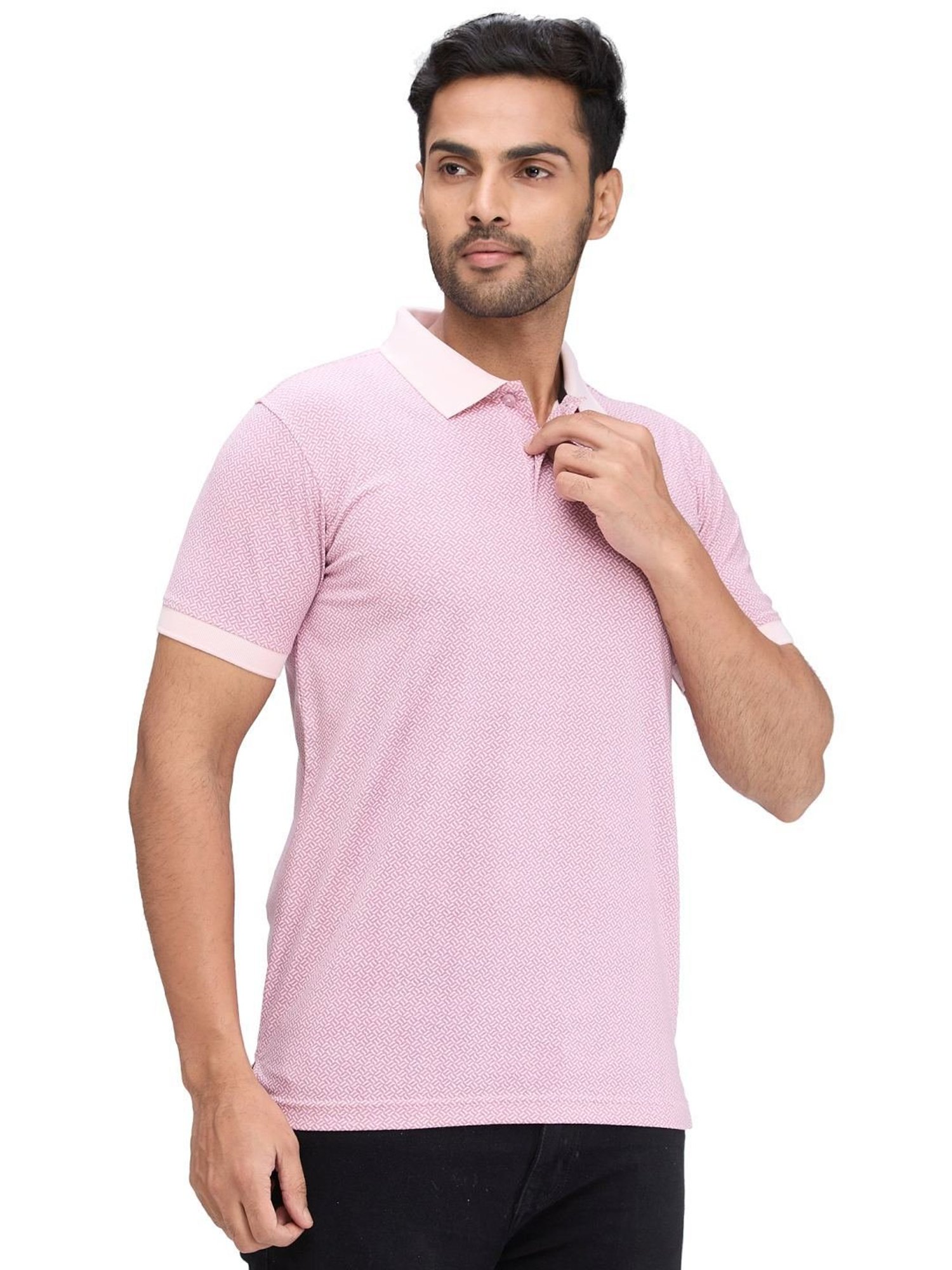 Park Avenue Pink Slim Fit Printed Polo T-Shirt