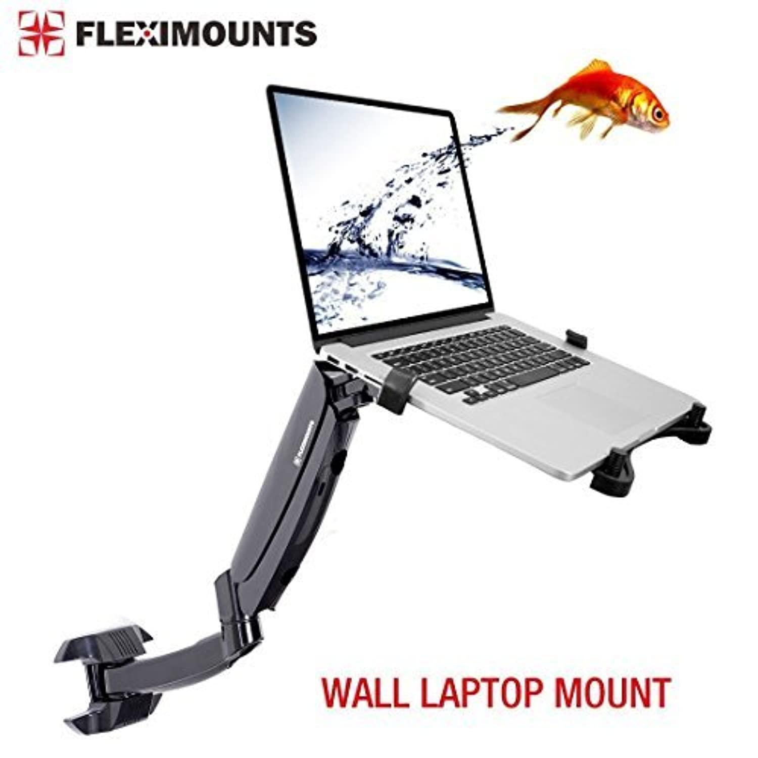 fleximounts m10 laptop wall mount 2 in 1 lcd arm for most 11-17.3 inch laptop, notebook tray included or 10-24 inch computer lcds,swing gas spring monitor arm for dental clinic