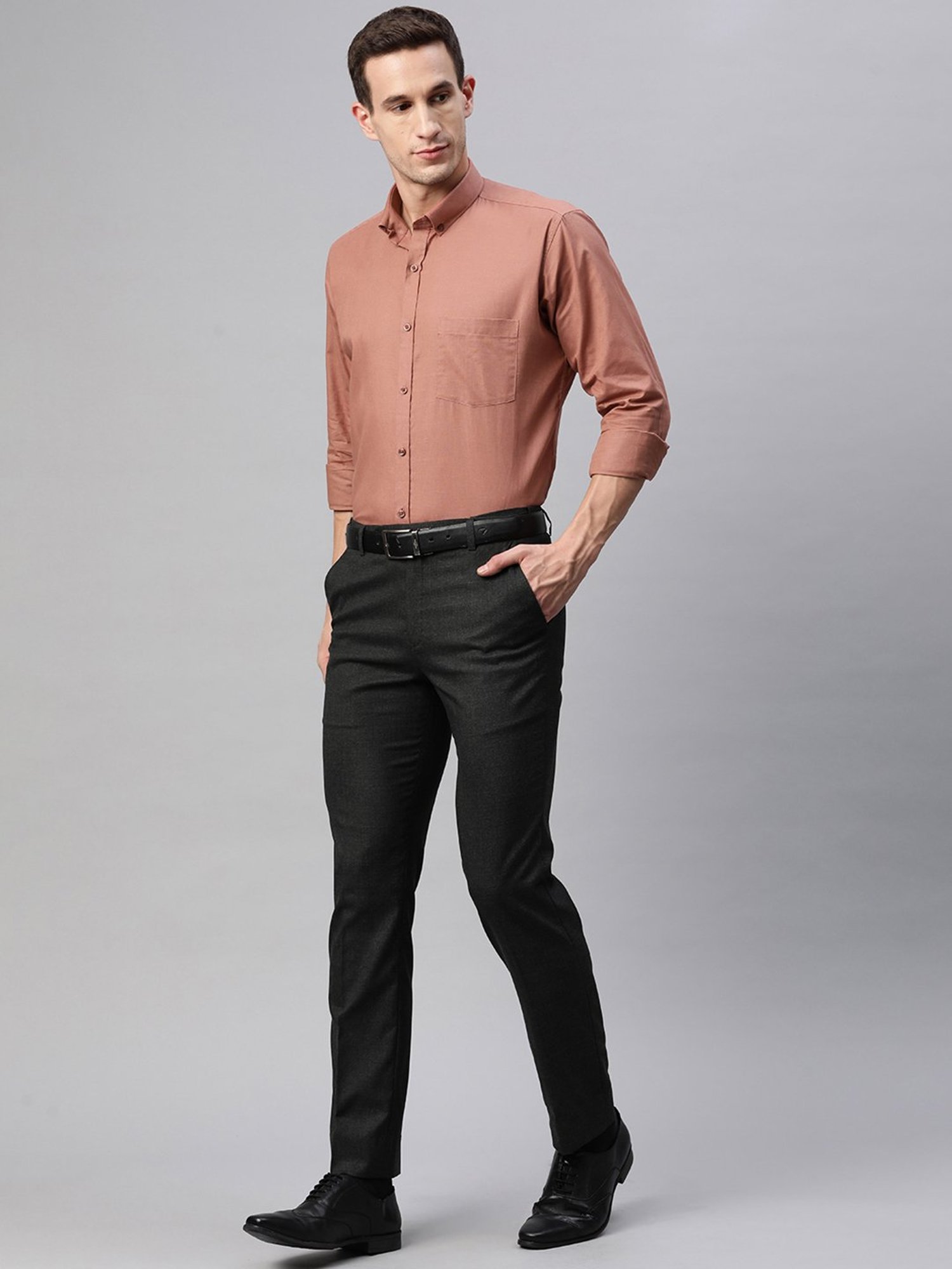 ManQ Peach Regular Fit Shirt