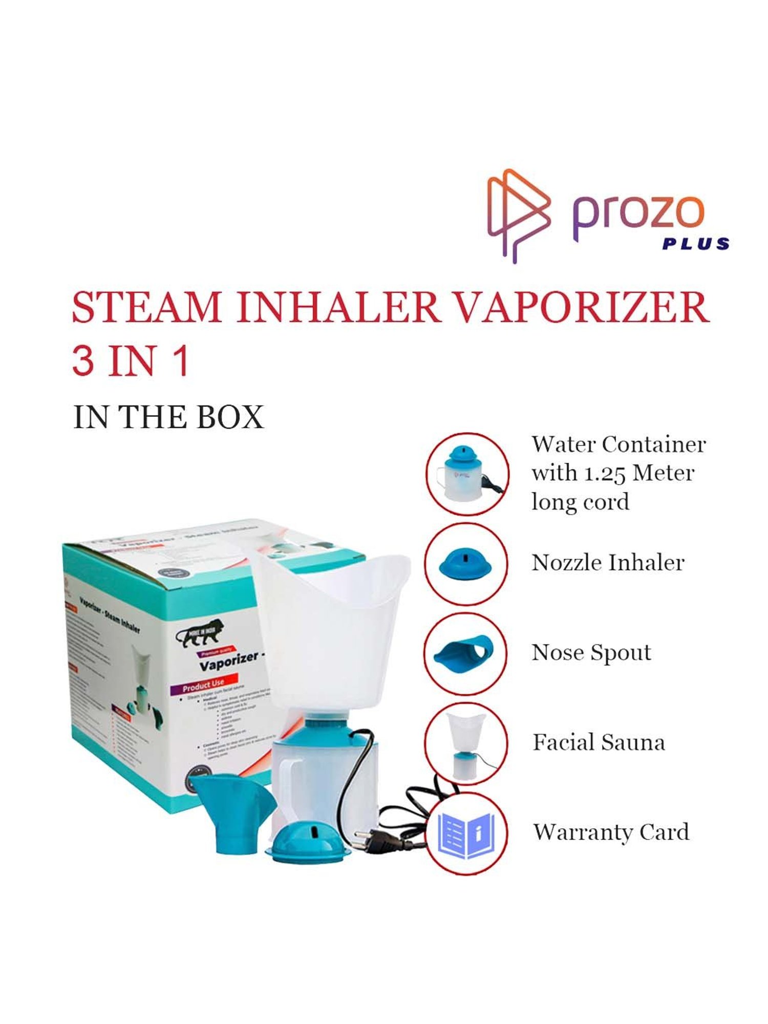 Prozo Plus Vaporizer & Steam Inhaler (Instant Steam Vaporiser Technology) - 500 ml Water Tank