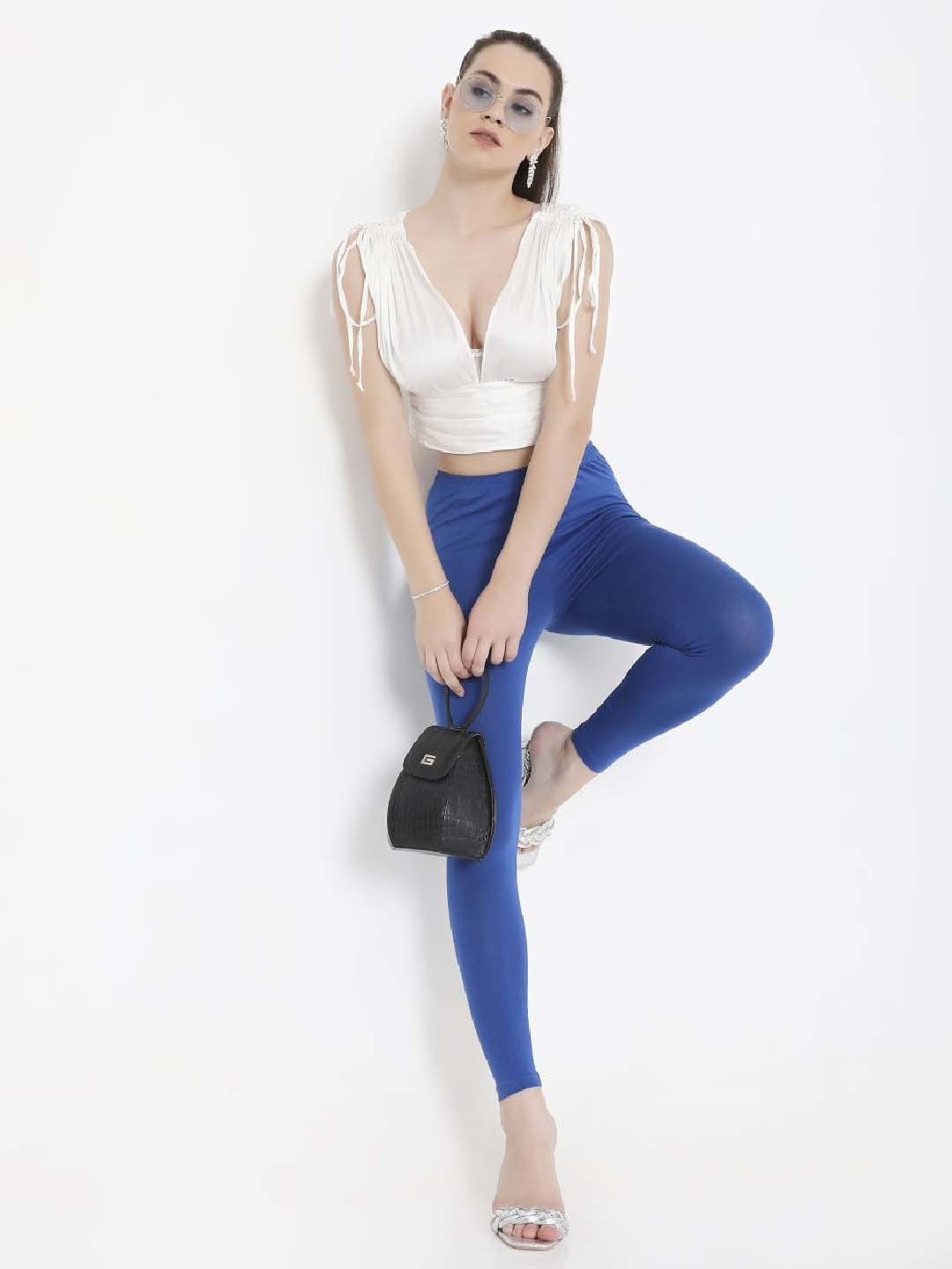 FEELINGS Blue Plain Leggings