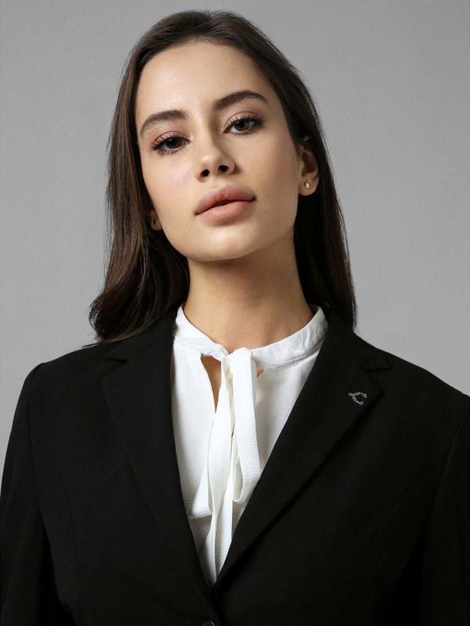 Allen Solly Black Plain Formal Blazer