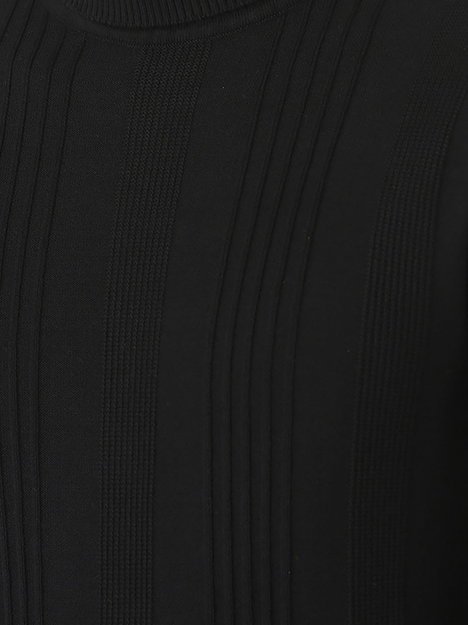 Turtle Black Cotton Regular Fit Self Desgin Sweater