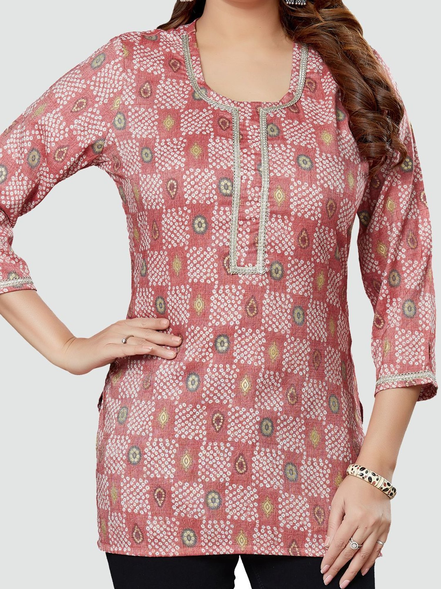 Saree Swarg Pink Printed Tunic