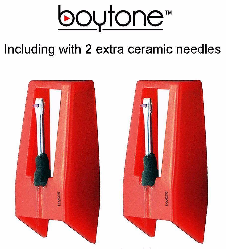 Boytone Bundle BT-17DJS 3-speed Stereo Turntable, with 2 extra ceramic needles, Belt Drive, 2 built in Speakers