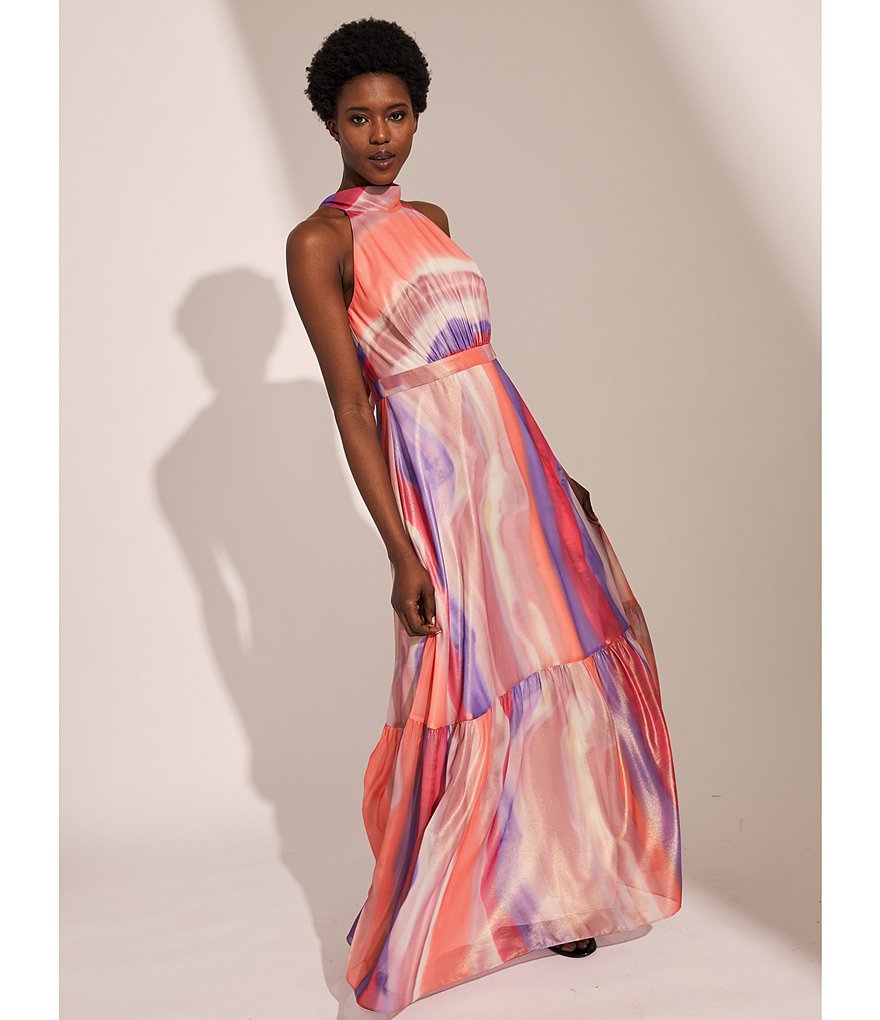 White Boho Stripes & Floral Print Floor Length Tank Dress