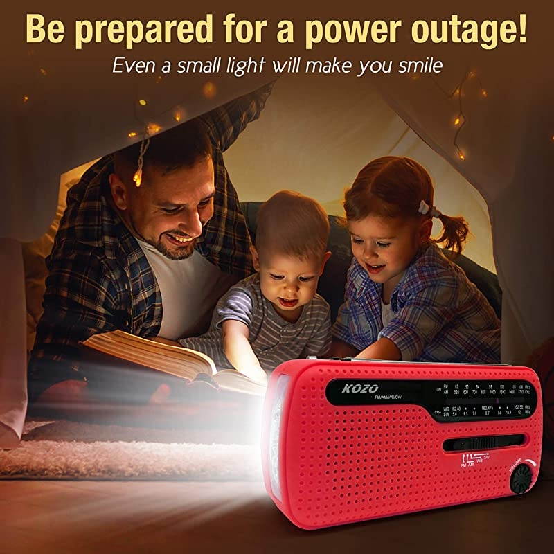 Best NOAA Weather Radio for Emergency by  Multiple Ways to Charge Self Powered by Dynamo Hand Crank Solar Panel Long Antenna to Pick Up Reception Everywhere Red