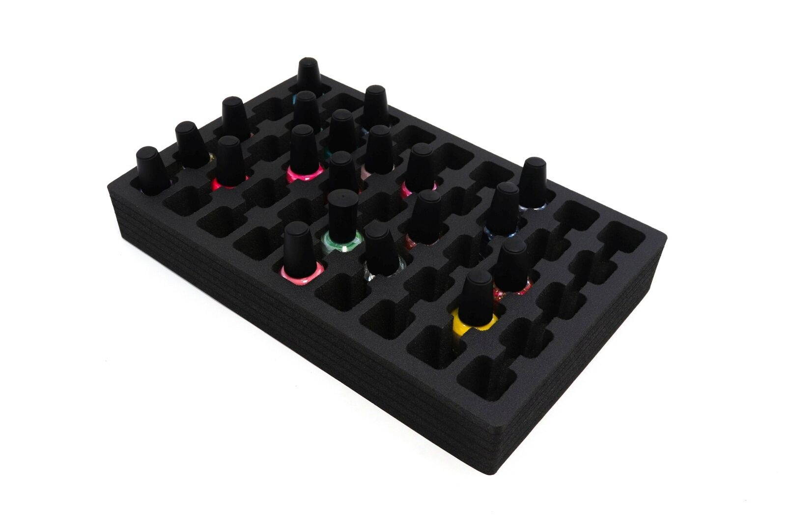 Nail Polish Drawer Organizer Washable Insert Tray Black Foam 9.5" x 14.9" x 2"