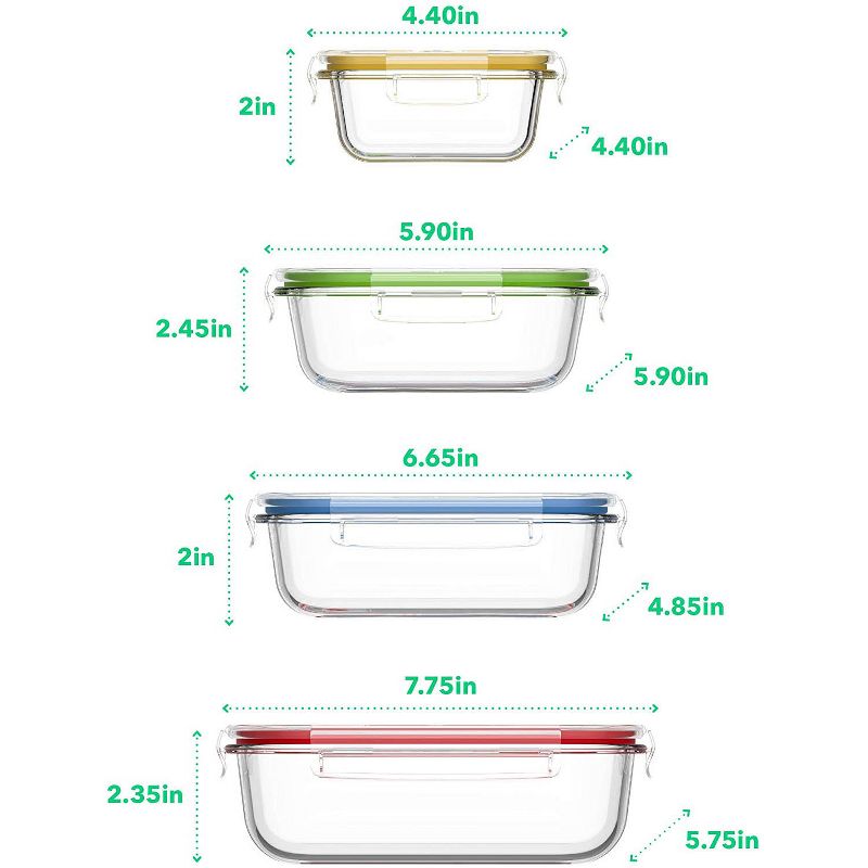 Vremi 18-Piece BPA Free Oven Freezer and Microwave Safe Kitchen Meal Prep Glass Food Storage Containers with Locking Lids