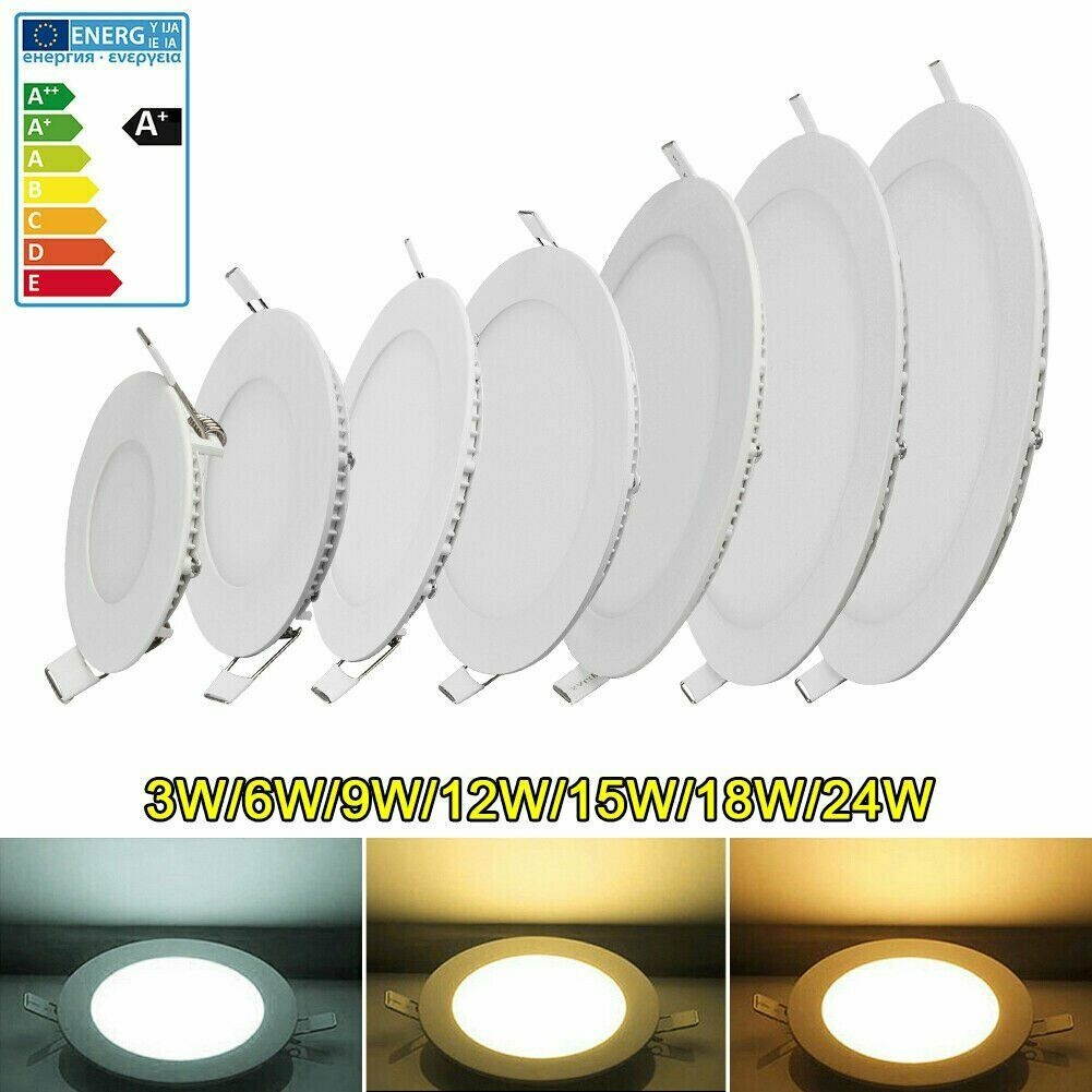 10X LED Recessed Ceiling Panel Down Lights Lamp Fixtures 6W 9W 12W 15W 18W 24W