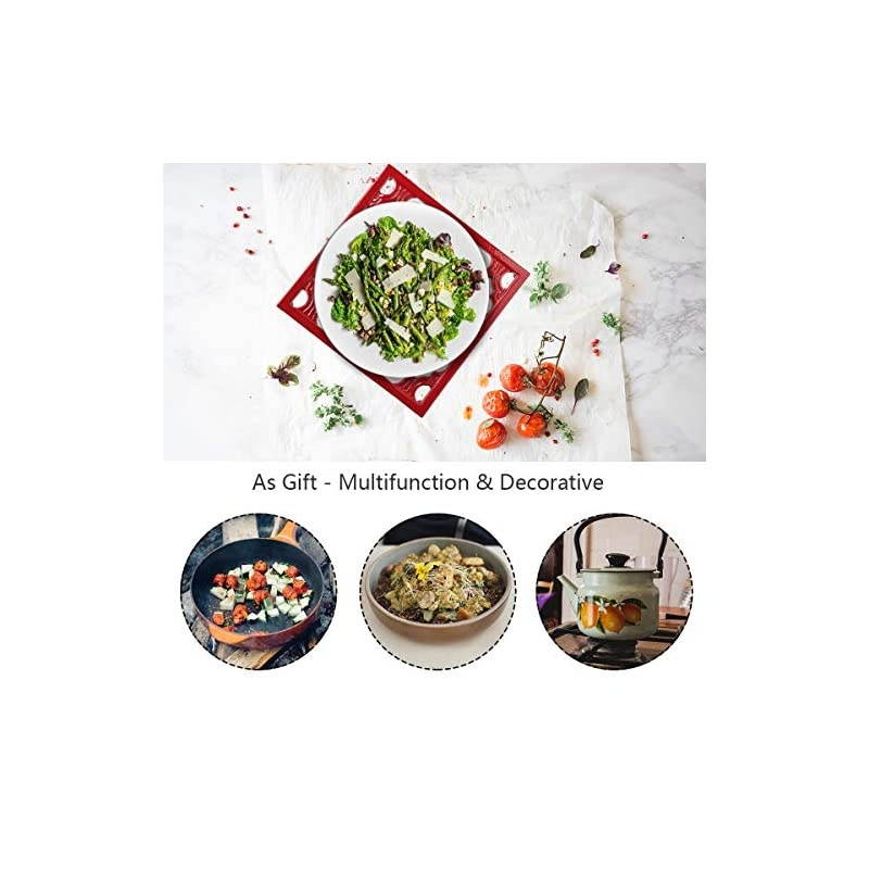 Cast Iron Trivet Red Metal Trivets for Kitchen Dining, Hot Pot Holder Hot Pads for Table & Countertop - Heat Resistant Teapot Trivets