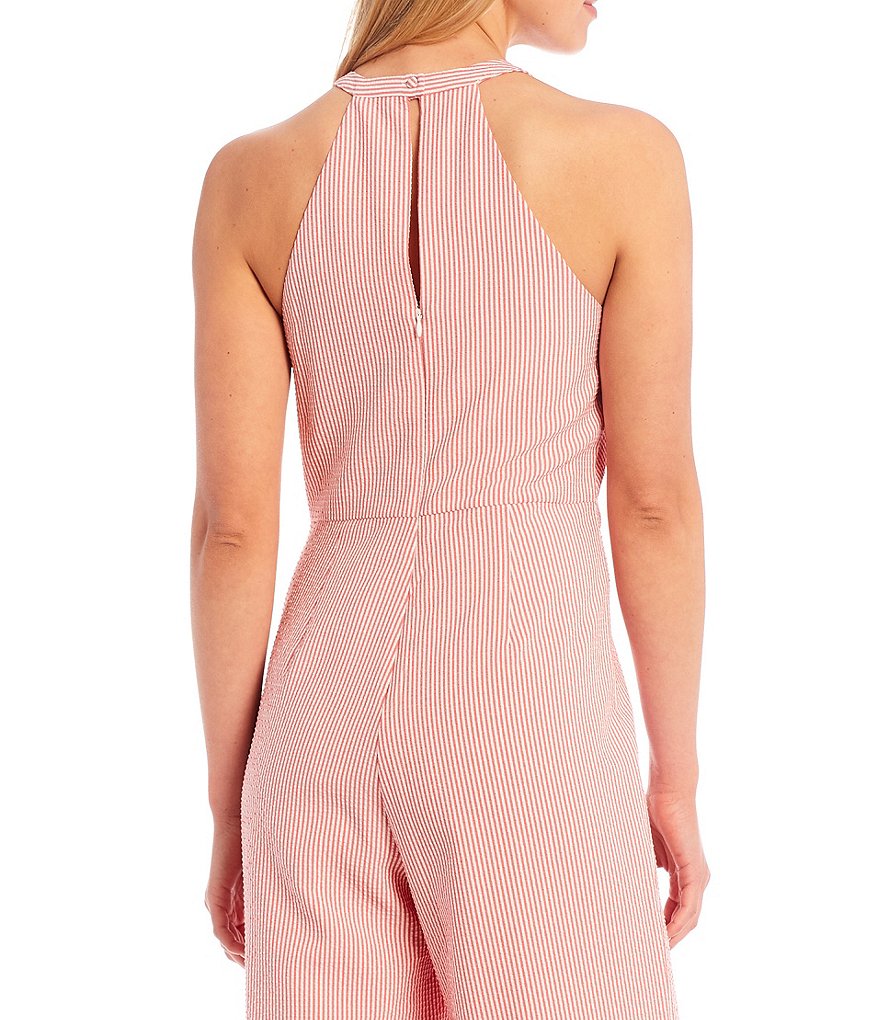 Sugarlips Stripe Tie Front Halter Sleeveless Jumpsuit