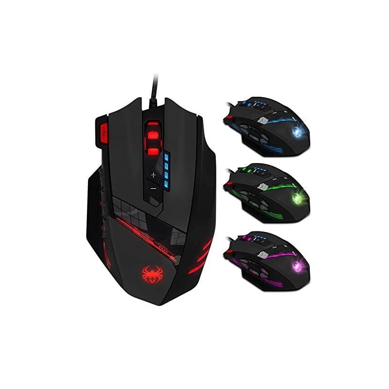 12 Programmable Buttons Zelotes C12 Gaming Mouse,  Laser Double-Speed Adjustment 8000DPI Mice Support 4 Level Switch