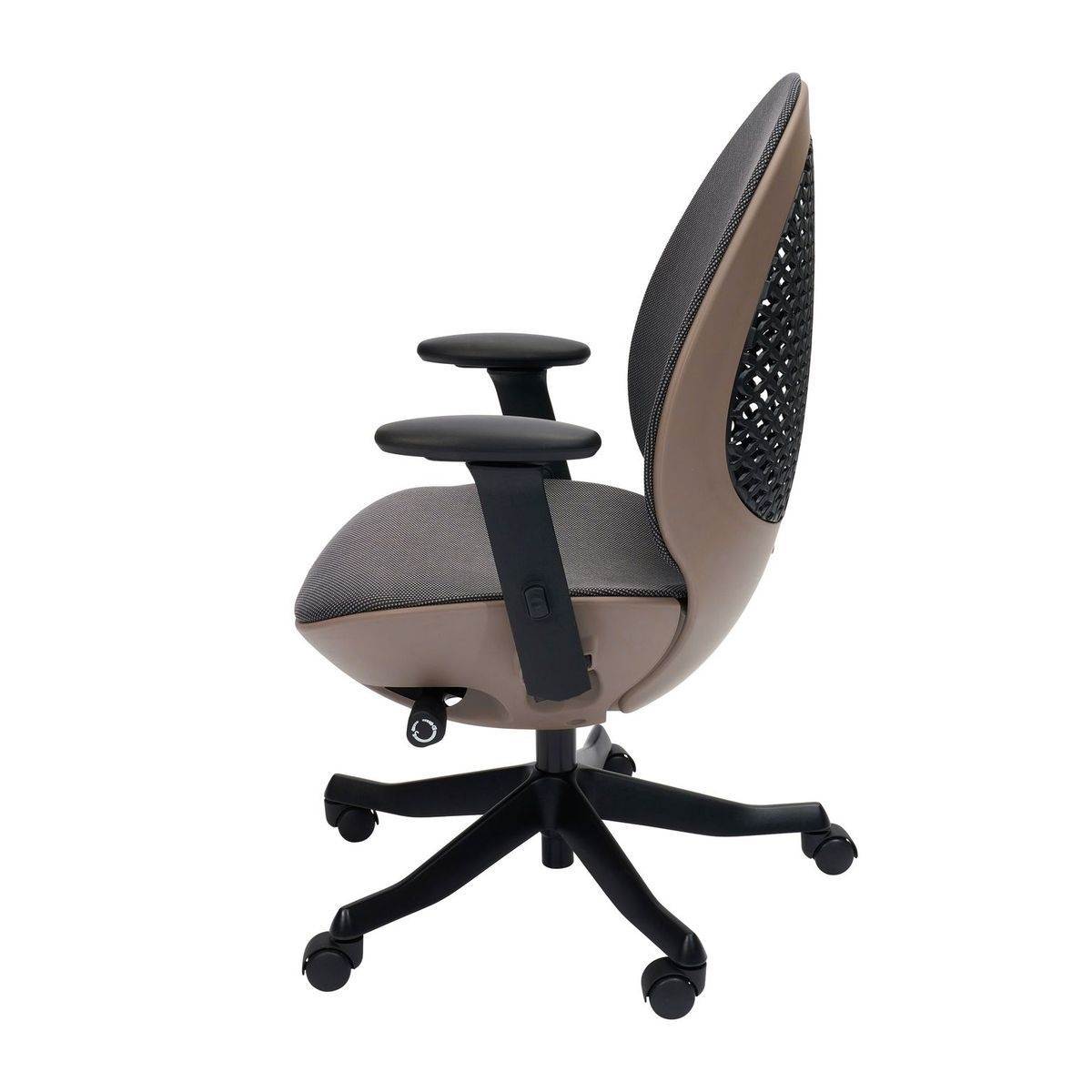Techni Mobili Deco LUX Executive Office Chair with Aluminum Base and Non-Marking Caster Wheels, Mesh Task Chair with 3D Padded Armrests, Taupe