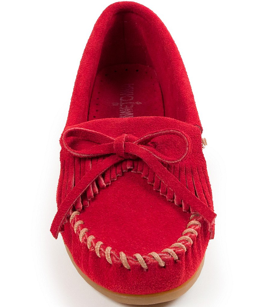 Minnetonka Kilty Suede Fringe Moccasins